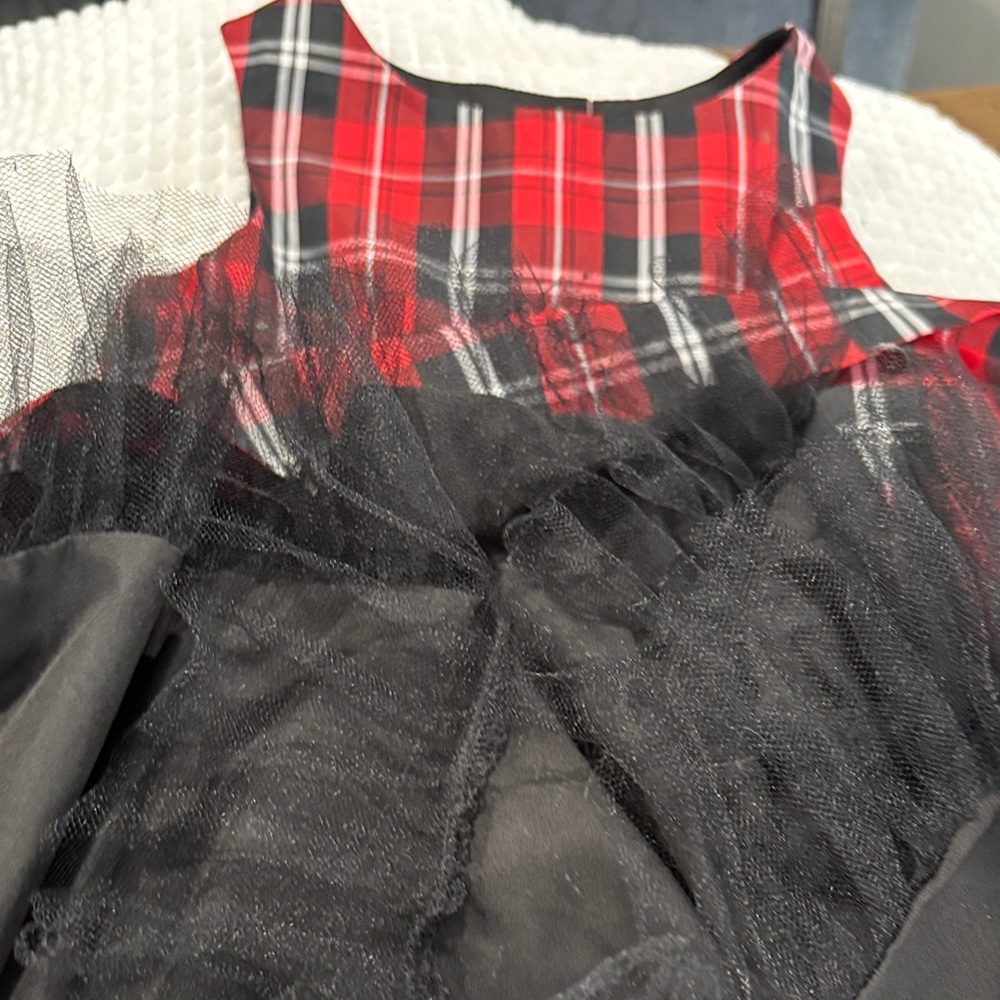 Marmellata Classic Red Plaid Sleeveless Dress with Black Bow - Picture 3 of 6